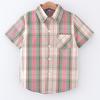 Children's Casual Plaid Shirt With Lapel And Short Sleeves