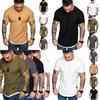 Men Solid Color Slim Fit O Neck Short Sleeve Muscle Tee Shirt Casual Tops Shirts