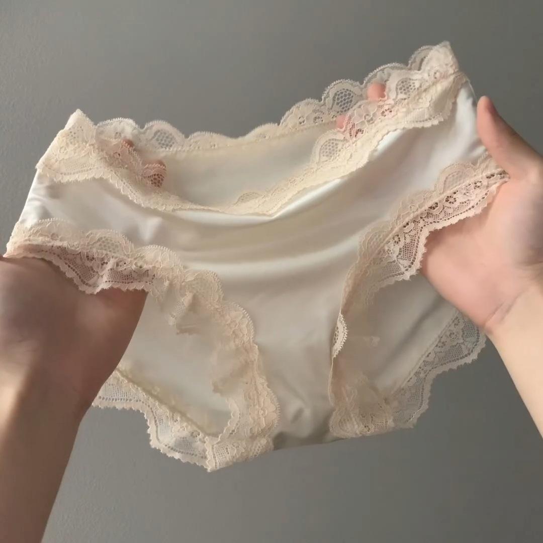 

Female Summer Pure Sexy Lace Edge Multi Color Sequined Satin Underwire Midriff Top with Triangle Panties XL тілесний