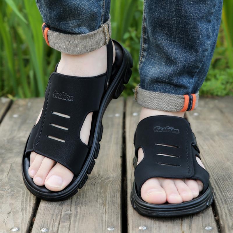 Mode Herren Retro Outdoor Lederschuhe für Männer Sommer Neue Herren Sandalen Luxus Hohe Qualität Rindsleder Strandschuhe Rutschfest Herren Hausschuhe
