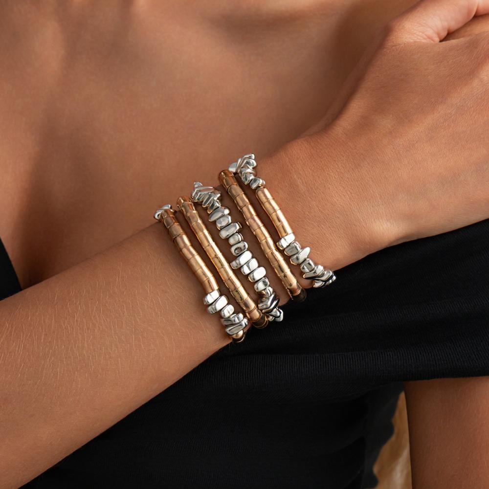 Handmade Versatile Splicing Wooden Bead Retro Bracelet Set with Universal Design for Men and Women