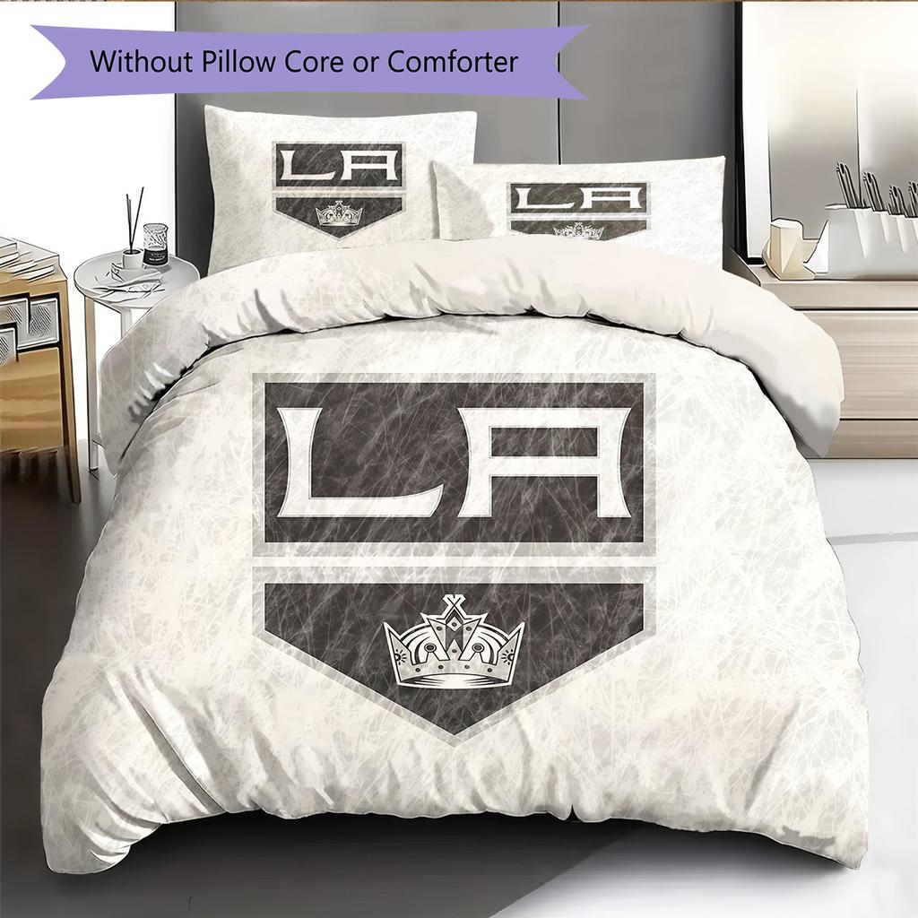 Los Angeles Kings Pattern Bedding Quilt Set Home Decoration Gift (1 * duvet cover + 2 * pillowcase without core).xwn
