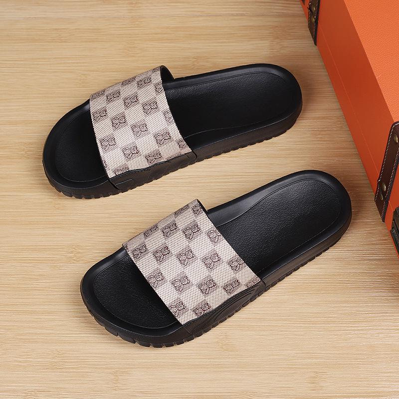 Men's 2024 Genuine Leather Non-Slip Outdoor Beach Slippers - Trendy Single Strap Design