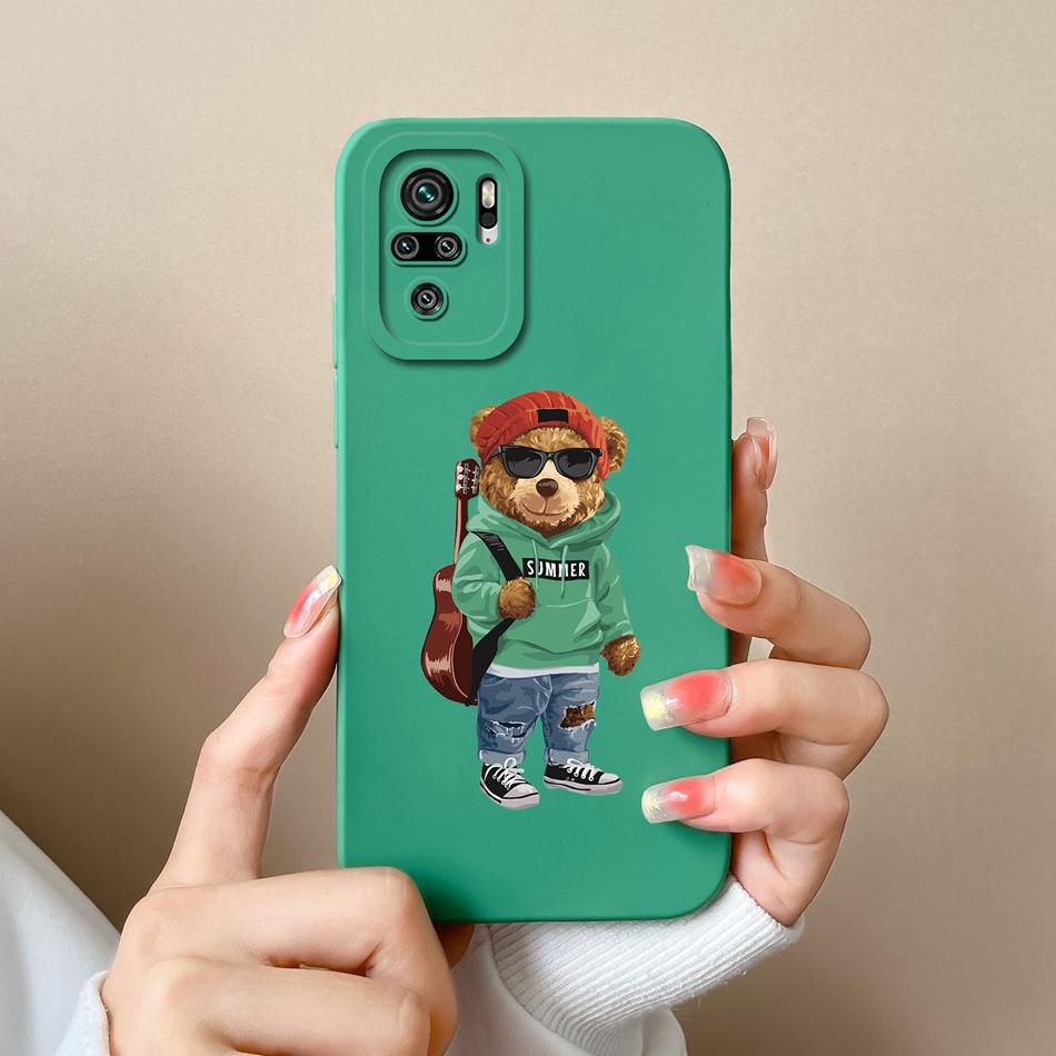 For Redmi Note 10 10T 10S Phone Case Cartoon Liquid Silicone Full Coverage Anti Drop Bumper For Xiaomi Redmi Note10 10 S T Funda