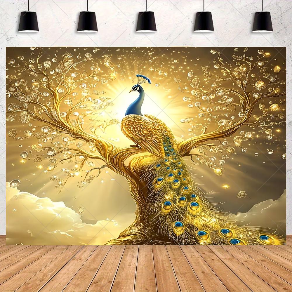 Peacock Theme Background Happy Birthday Flower Castle Waterfall Party Decor Backdrop Photography Studio Supplies Props Banner