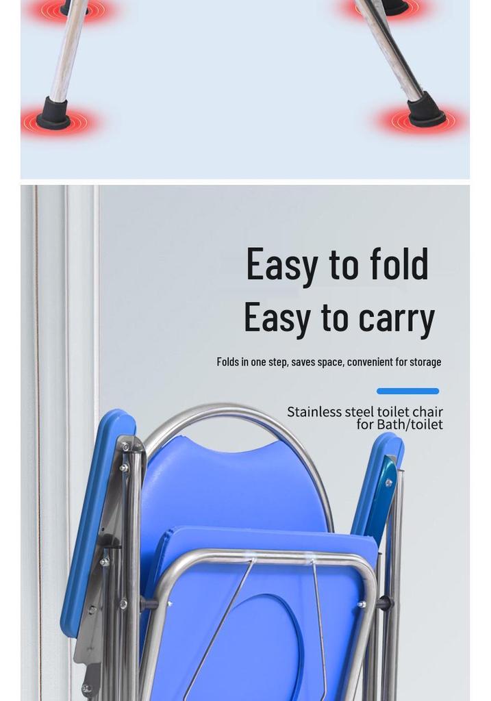 Folding Stainless Steel Toilet Chair for Elderly Home Use