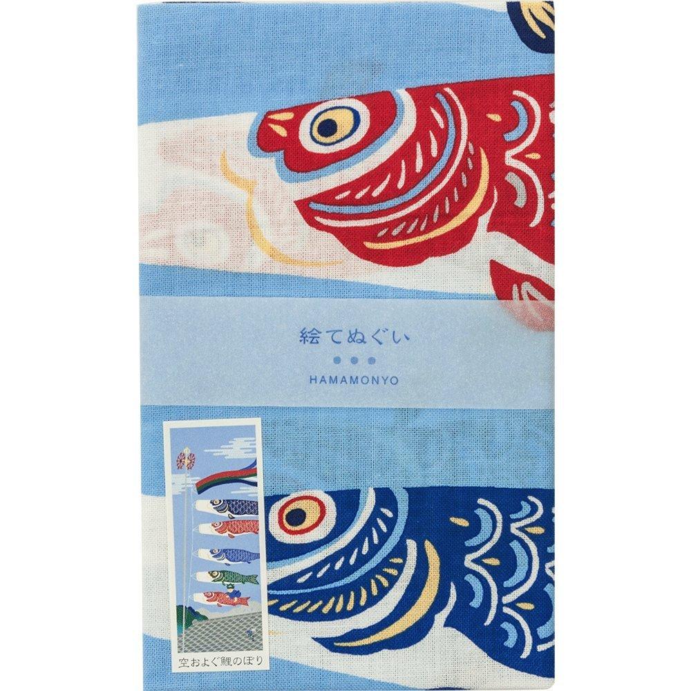 Hamamonyo Picture Tenugui Carp Streamers Swimming in the Sky (hand towel)