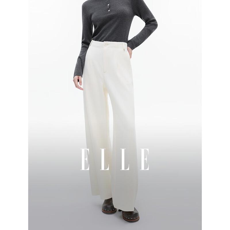 ELLE Women s French Style High-Waist Wide-Leg Pants L
