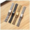 Men's Stainless Steel Watch Strap with Five-Bead Edge, Press-Folding Buckle, Flat Head Universal Interface, Sizes 18mm-24mm.