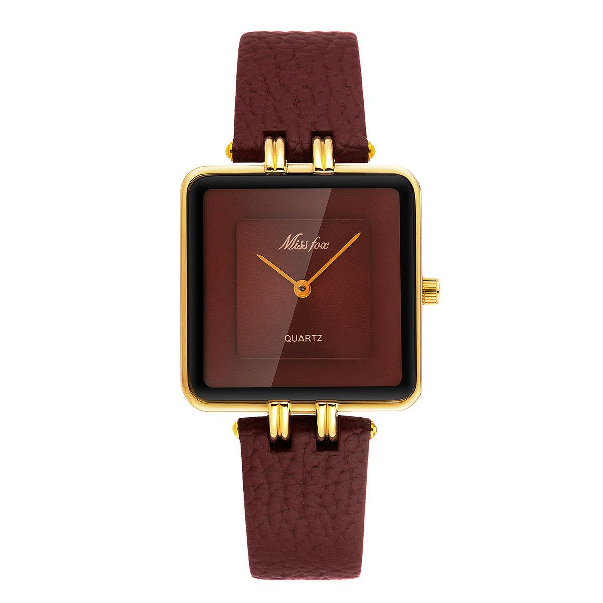 Missfox Watch Middle East Fashion Simple Gold Black Square Quartz Men And Women Couple Watch