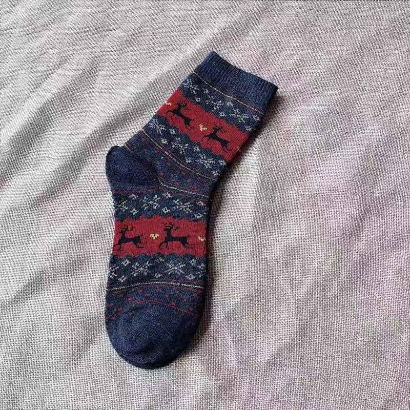 

1 пара женских носков, зимние теплые теплые винтажные рождественские смешанные носки-трубочки среднего размера, забавный рождественский подарок