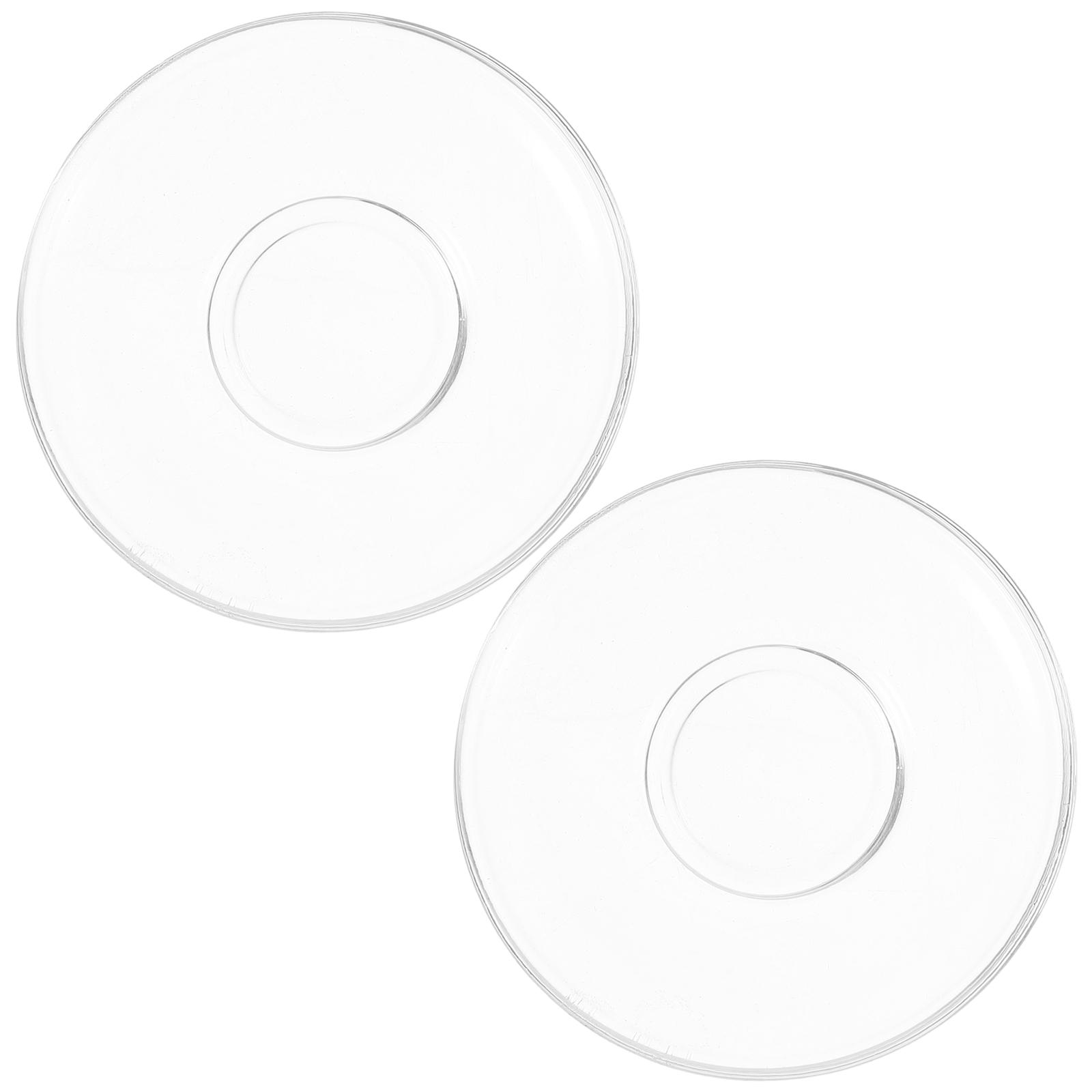 

2 Pcs Glass Saucer Round Tea Saucers Kitchen Tableware Snack Storage Dishes Household Plates Cups