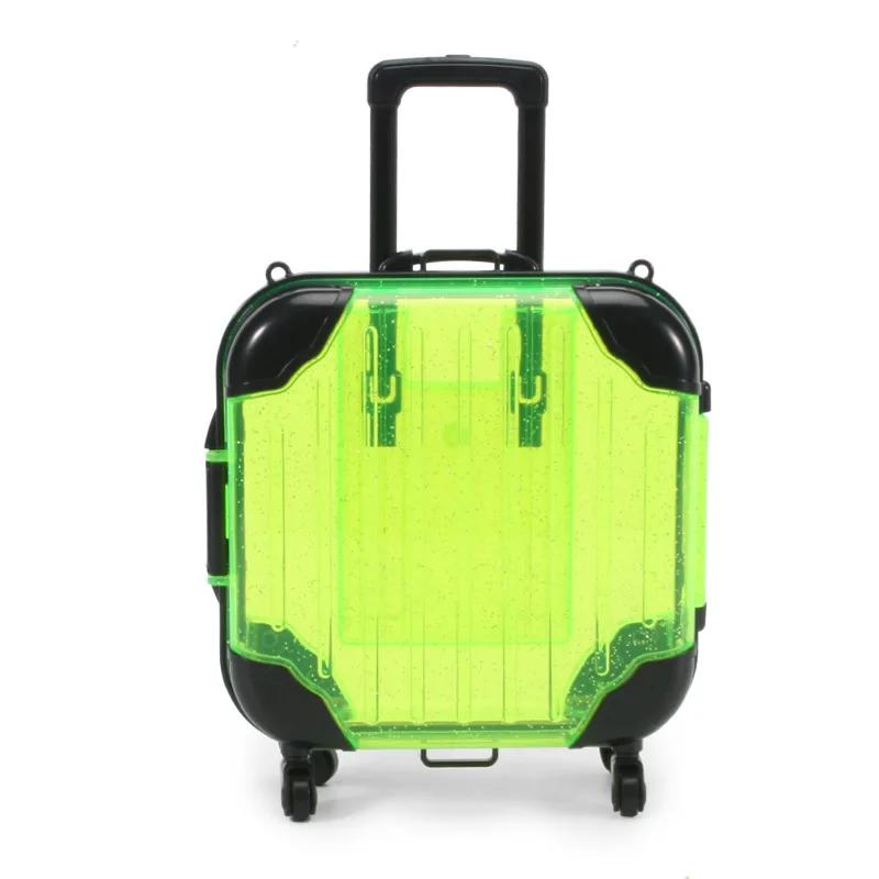 

1 шт. Мини-чемодан на колесиках для хранения кукольной одежды, обуви, ювелирных изделий, милый пластиковый маленький чемоданчик, коробка для украшения кукольного домика, аксессуары