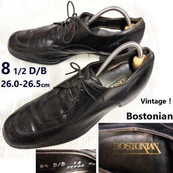 

Bostonian Goodyear Welt Leather U-Tip Shoes Vintage 60s-70s USA Size 8D 26.0 Black