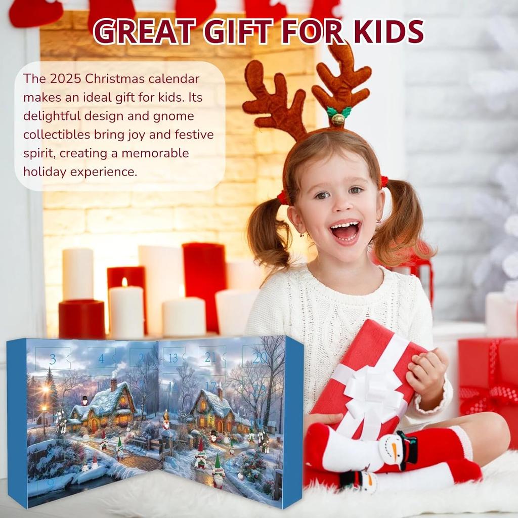 Gnomes Christmas Countdown Calendars 2025, 24 Days Christmas Countdown Calendar with 24pcs Collectible Christmas Figures Gnome, Surprise Gnome