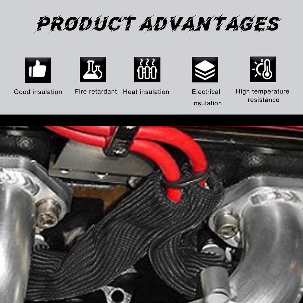 8 PCS Spark Plug Wire Protector Sleeve, 6 Inches Glass Fiber Automotive Black