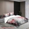 3Pcs Cherry Blossom Bedding Sets 3D Printed Floral Pattern Duvet Cover Sets With Pillowcases No Filling Grey Gradient Base