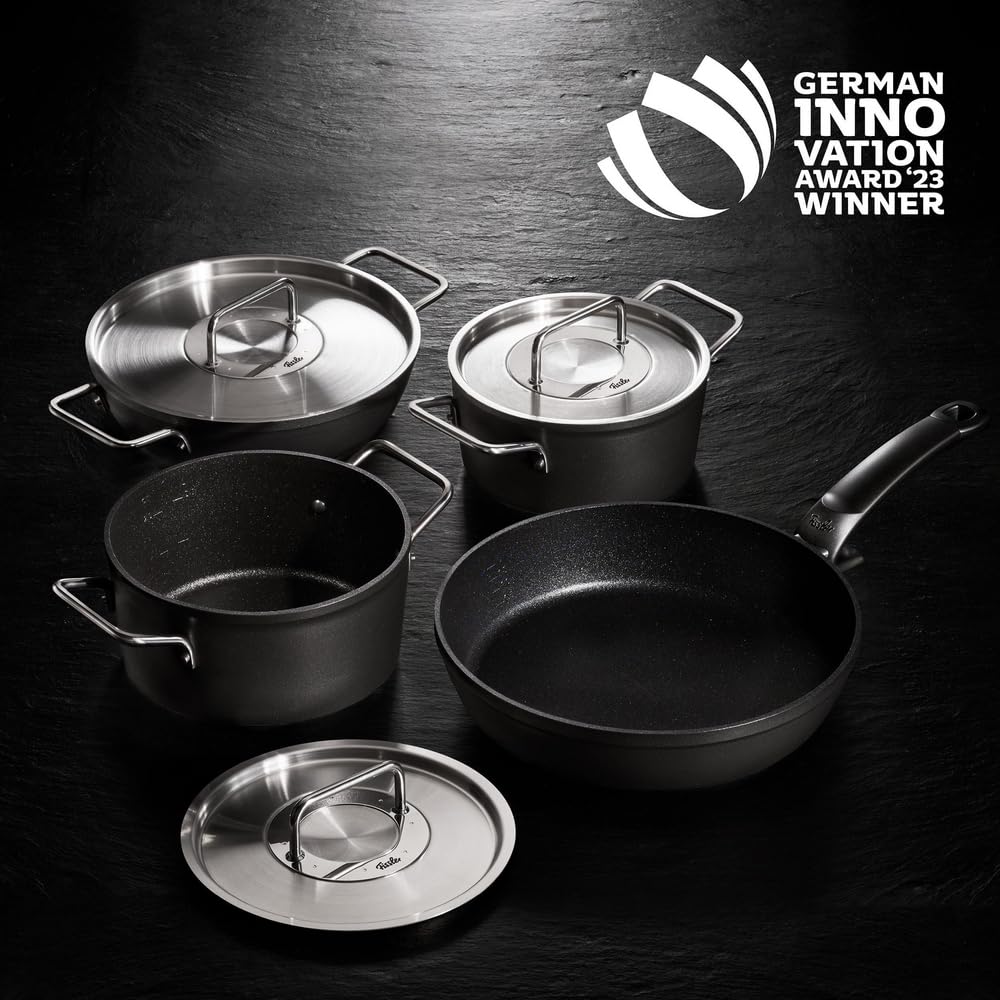 Fissler One Hand Pot 18cm Adamant Saucepan with Stainless Steel Lid Compatible with Gas Coating Made In Germany Black Japanese Fire/IH Non-Stick