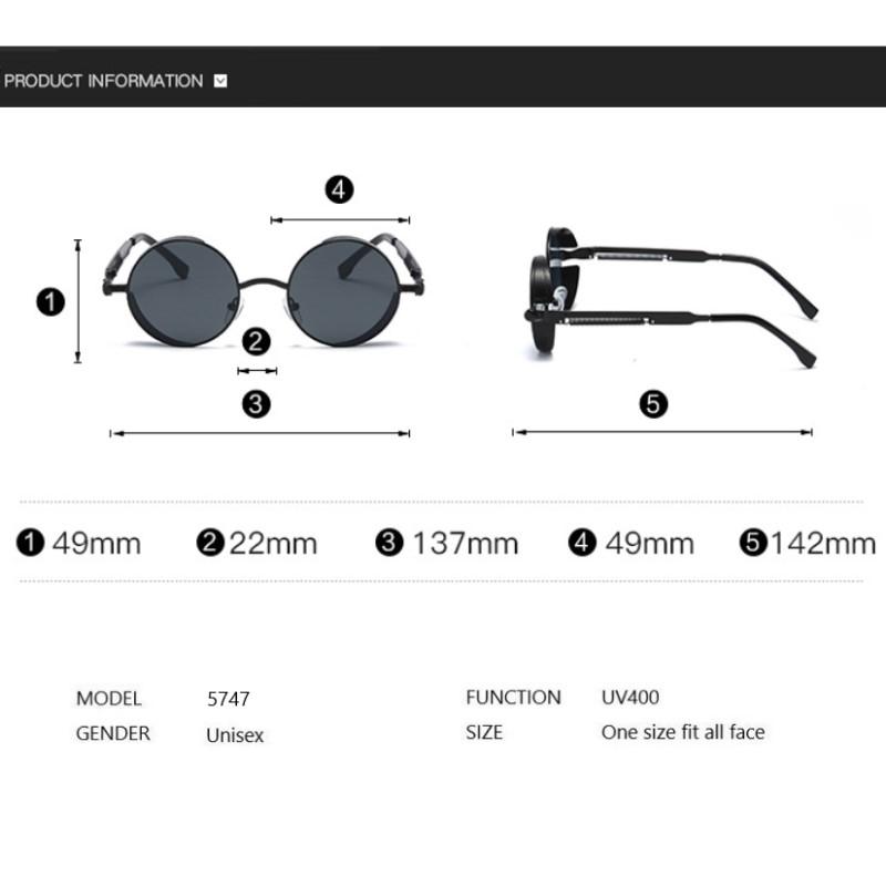 Metal Steampunk Sunglasses Men Women Fashion Round Glasses Brand Designer Vintage Sun Glasses High Quality Oculos De Sol