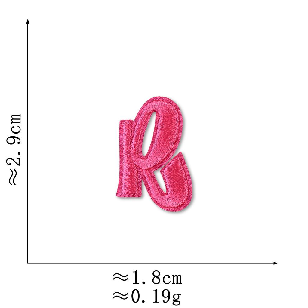 Pink Embroidered Alphabet Patch for Clothing Decoration