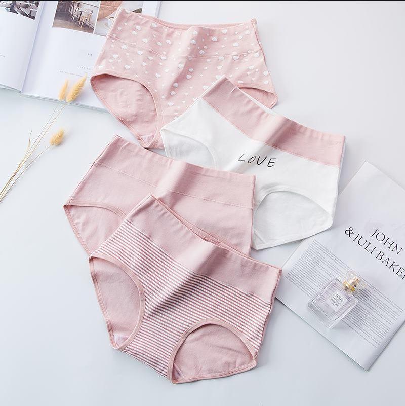 Sous-vêtement pour adolescente grande taille, coton pur antibactérien, taille haute, gainant le ventre, sans coutures, imprimé