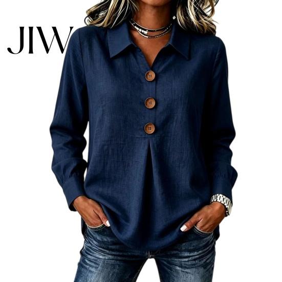 Leichte Atmungsaktive Oberteile Damen Knopfleiste Hemdbluse, Langarm V-Ausschnitt Locker Fließend Knitterarm Plus Size Sommerblusen Tunika