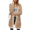 Women Winter Wool Cardigan Solid Patchwork Jacket Sweater Long Loose Thick Coat Cardigan