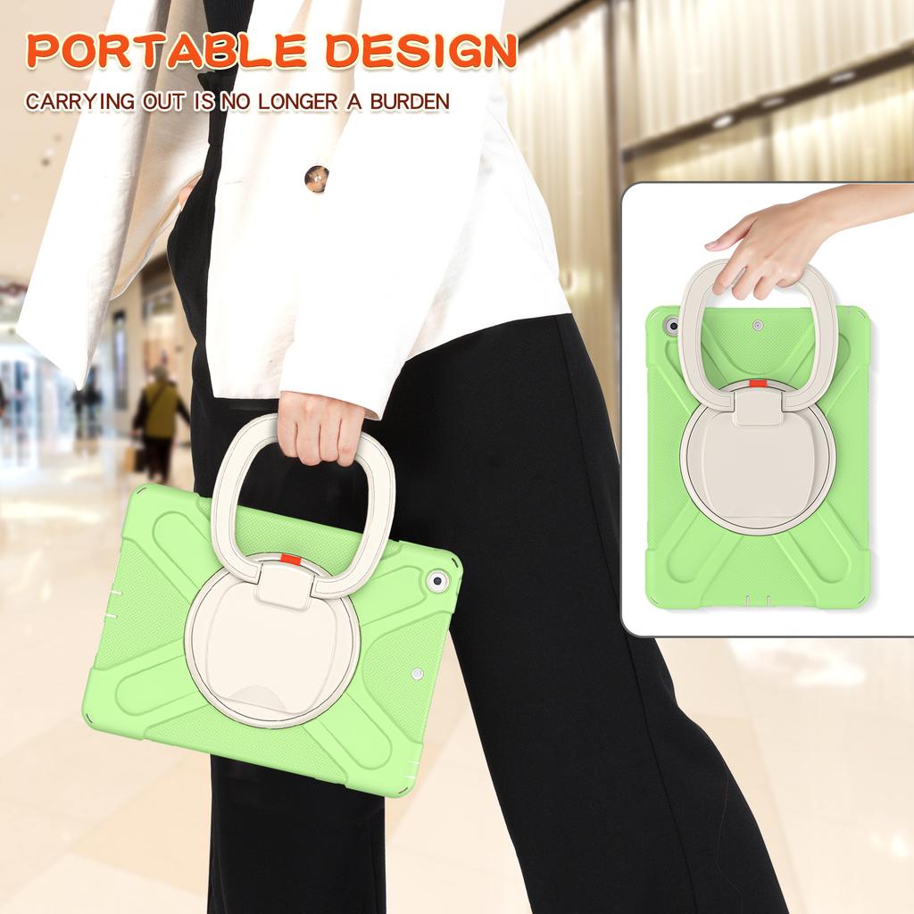 360 Rotating Kids Case Universal for IPad 10.2 2019 2020 2021 7th 8th 9th Generation Heavy Duty Stand Cover with Shoulder Strap