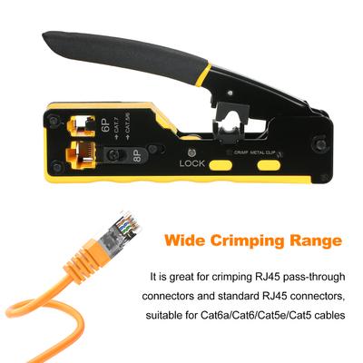RJ45 Crimp Tool Kit All in One Pass Through Crimping Tool for Cat5e Cat6 Cat6a Pass Through