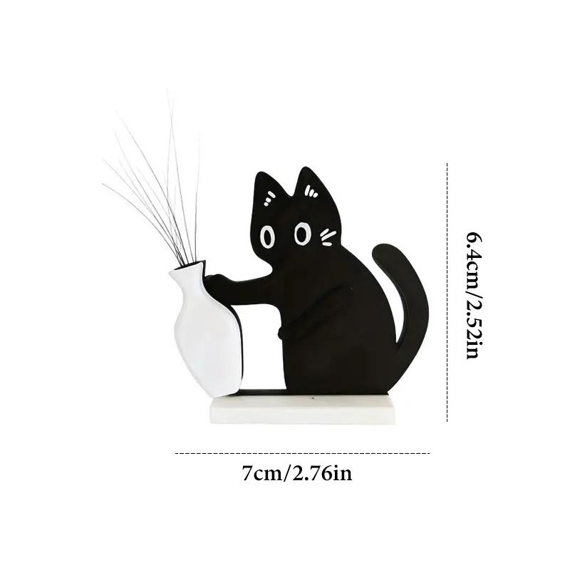 Schwarze Katze schiebt Vase Deko Katzenbart Sammlung & Erinnerungsbox Kühlschrankmagnet Heim Büro Deko Perfektes Geschenk für Katzenliebhaber