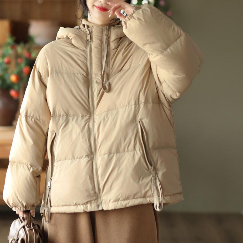 Down jacket women's winter new hooded high-quality white duck down bread jacket down warm jacket