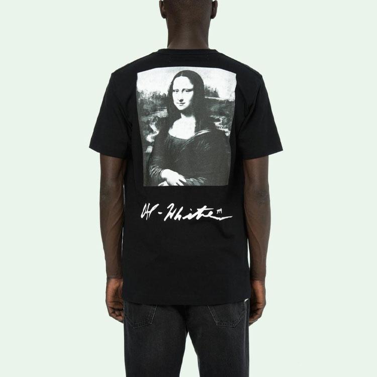 Off-White Mona Lisa Serie SS19 Rundhals Kurzarm T-Shirt Herren Oberteile Schwarz OMAA027S191850051020