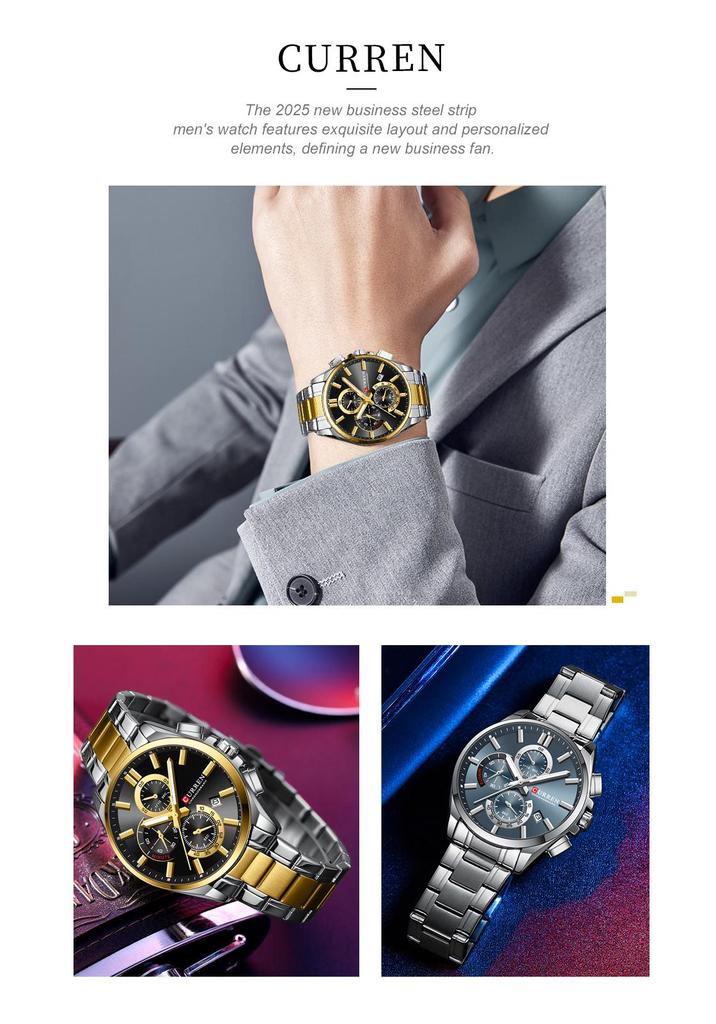 CURREN 8475 Men's Multifunction Waterproof Wristwatch with Large Dial