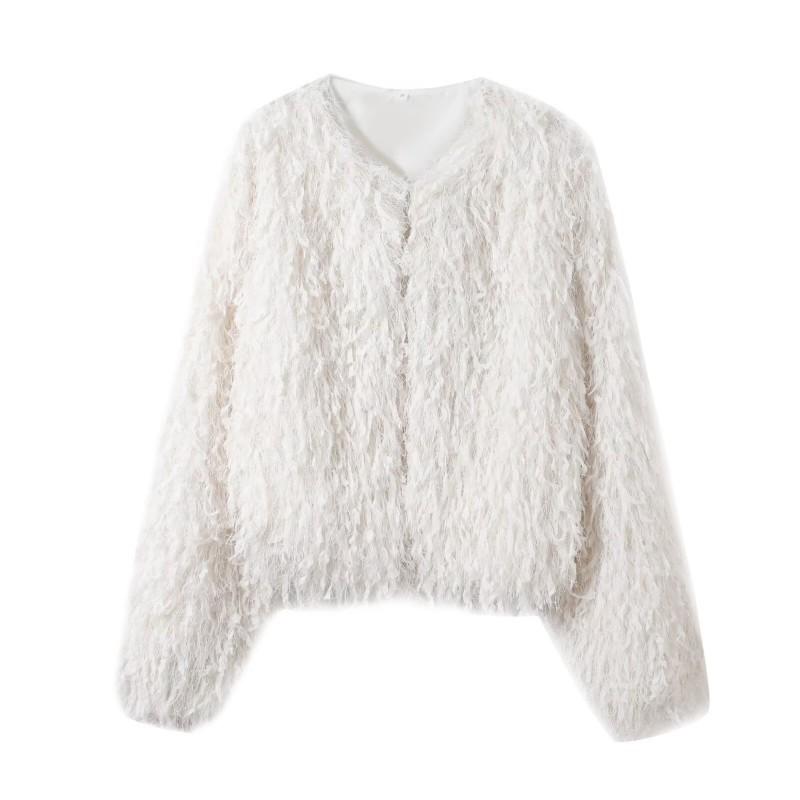 Womens Streetwear Metallic Thread Jacket With