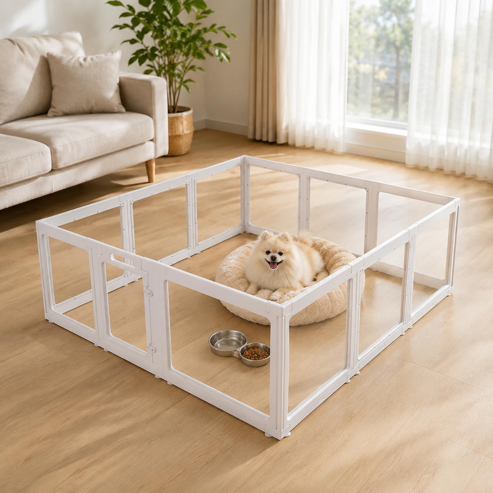 Clear Acrylic Dog Playpen Indoor, Transparent