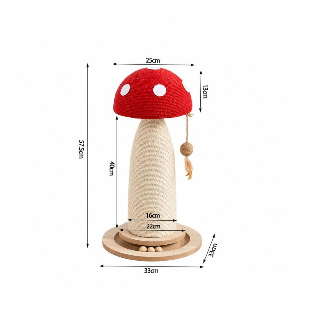 Toadstool Cat Scratching Post Cute Pet Furniture Wooden for Living Room, Cats
