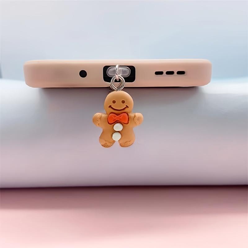 

1 шт. Пылезащитная заглушка из смолы в виде пряничного человечка, Милый дизайн, Обеспечивает защиту устройства, Пряничный декор, Украшения для мобильного телефона For IPhone 5-14 коричневый