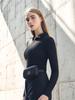 LORDLOAR Slim Zipper Collared T-Shirt Black