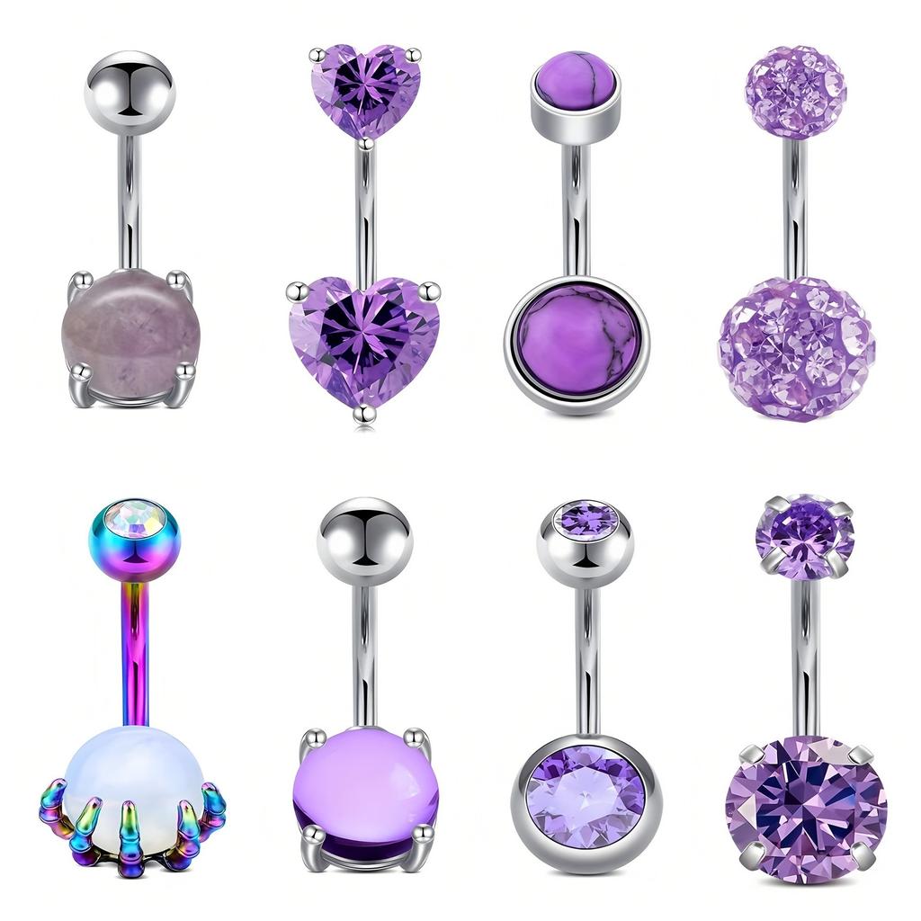 Light Luxury Stainless Steel Trendy Wind Texture Navel Nail Arc Puncture Decoration Personality Daily Versatile Spot