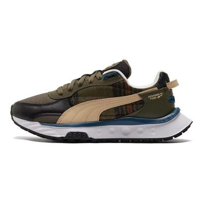 Wild Rider Fabric Layered Leather Flannel Plaid Sports Low-Top Lifestyle Shoes Unisex Sneakers Grape-Leaf-Green 384186-02