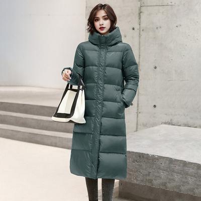 Winter Down Coat Neck Protection Padded Hooded with Pockets Zipper Closure Parka