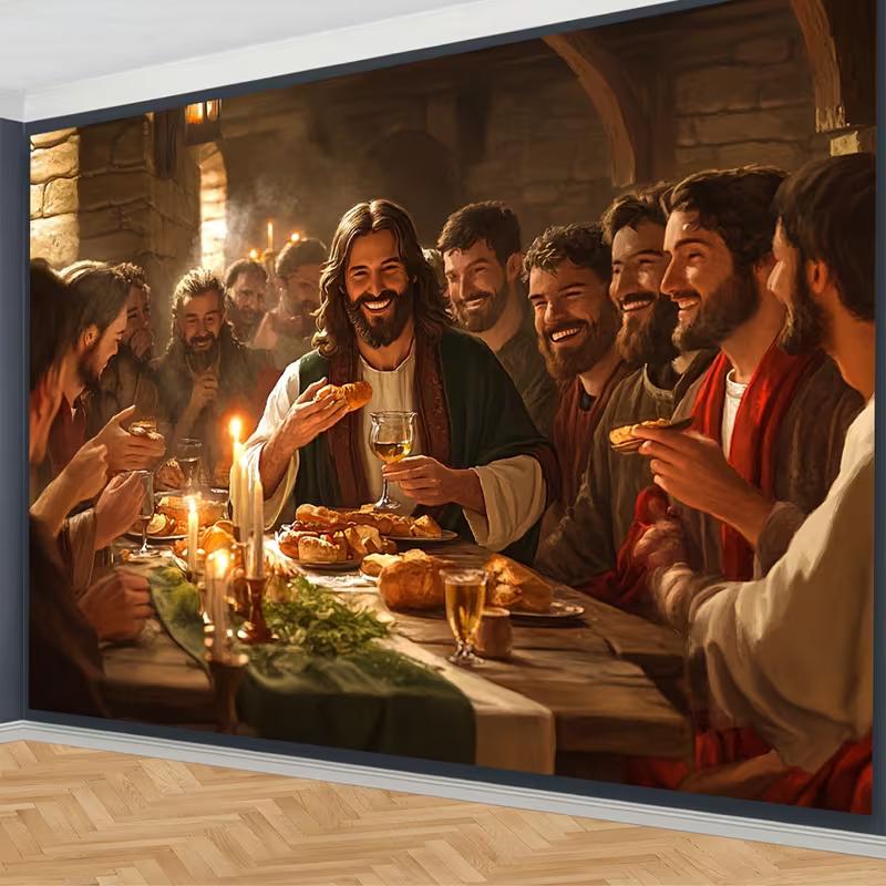 2D Printing Jesus Last Supper Tapestry, Christian Faith Canvas Print 47.2x31.5inch/120*80cm