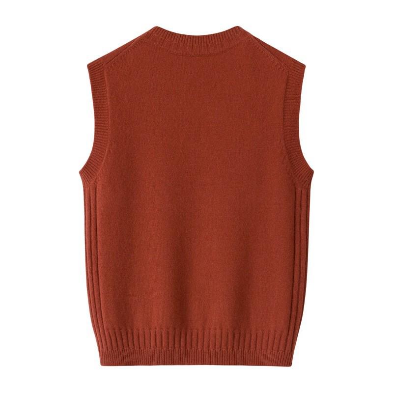 Women's Cashmere V-Neck Vest - Autumn/Winter Slim Fit, Solid Color, Sleeveless, Warm Knit.