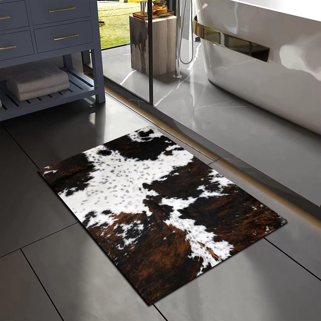 Animal Skin Pattern Area Rug Cow Fur Pattern Print Rug Rustic Farm Animal Carpet for Non Slip Door Mat Sofa Table Floor Rug