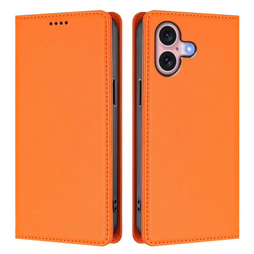For iPhone 16 Leather Wallet Case Magnetic Closure RFID Blocking Phone Cover