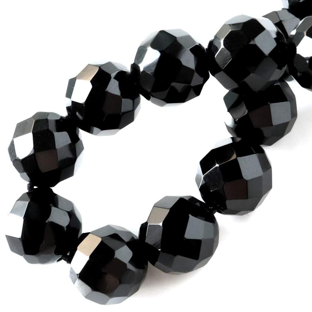 Bracelet for Men and Black Natural Power Inner circumference 19cm [GOLD STONE] Women, Onyx, Agate, Stone, Stone, 64-facet cut, 12mm, approx.