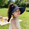 Summer Foldable Open-top Straw Hat, Portable Outdoor Sun Protection Wide-brimmed Sun Hat, UV Protection Bow Beach Hat