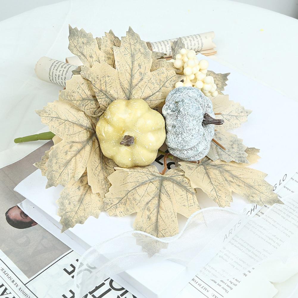 6Pcs Simulation Of Flowers Fall Artificial Berry Pumpkin Branch For Halloween Harvest Thanksgiving Day Orange Berries Pine Cone