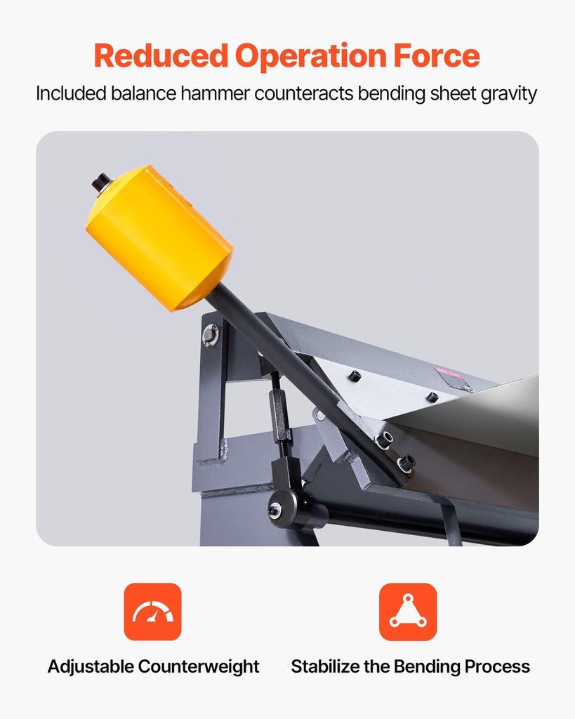 Box and Pan Brake, 610 mm/24 inch Sheet Metal Bending Brake,16-Gauge Mild Steel Capacity, 0-135 Degree Adjustable, Metal Bender Machine with 5