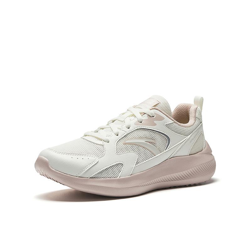 Anta Casual Fashion Comfortable Shock Absorbing Breathable Non-Slip Low-Top Running Shoes Women sneaker Ivory-White Silver Lotus-Gray 922535507-2